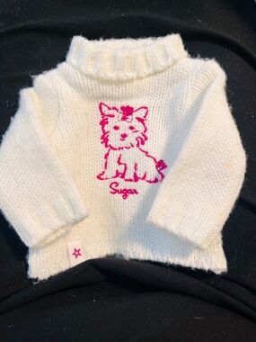 American Girl Retired Sweet Sugar White Doll Sweater Pink Kitten Embroidery 18"